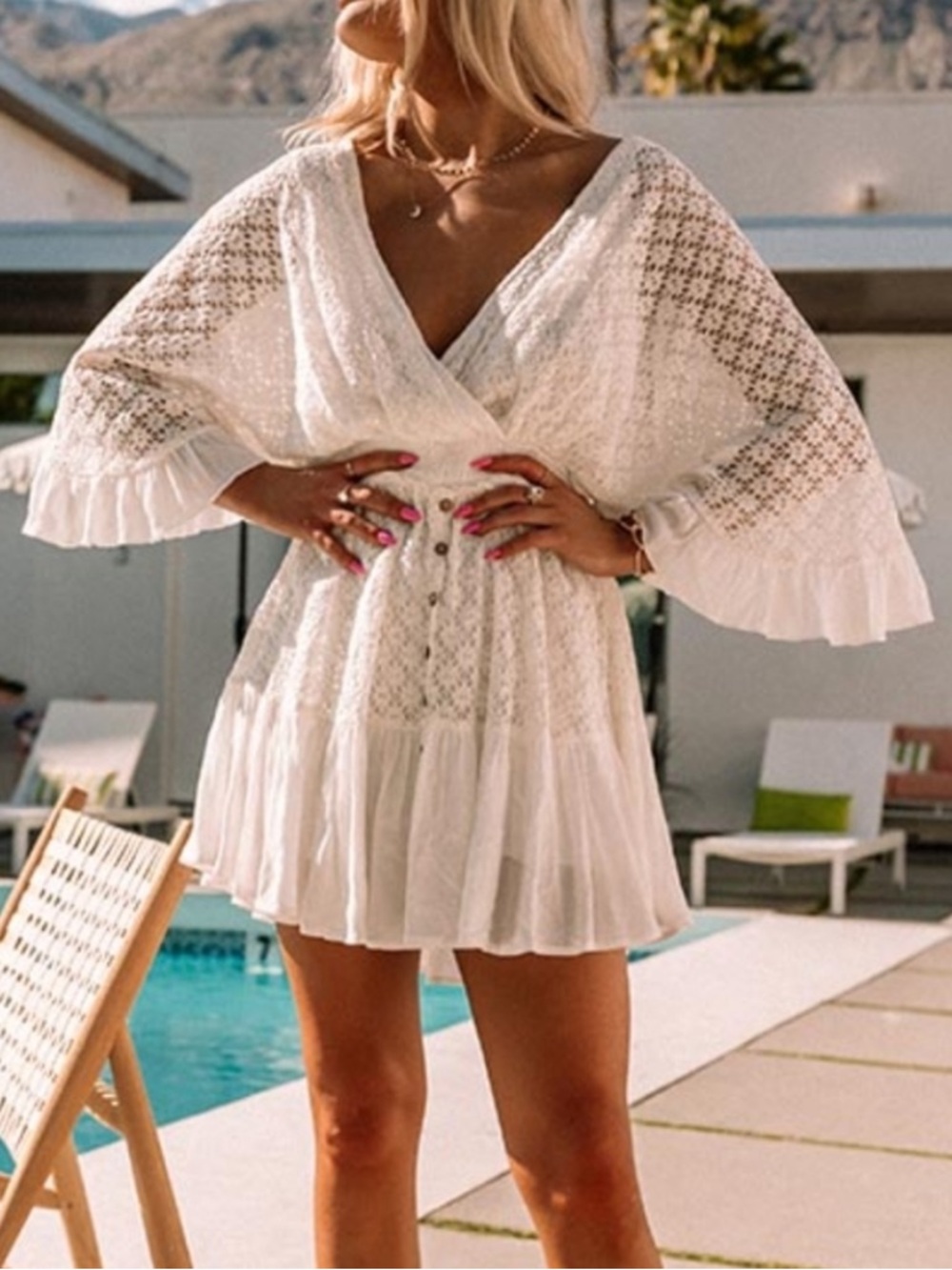 BiBi white lacy romper size 1X